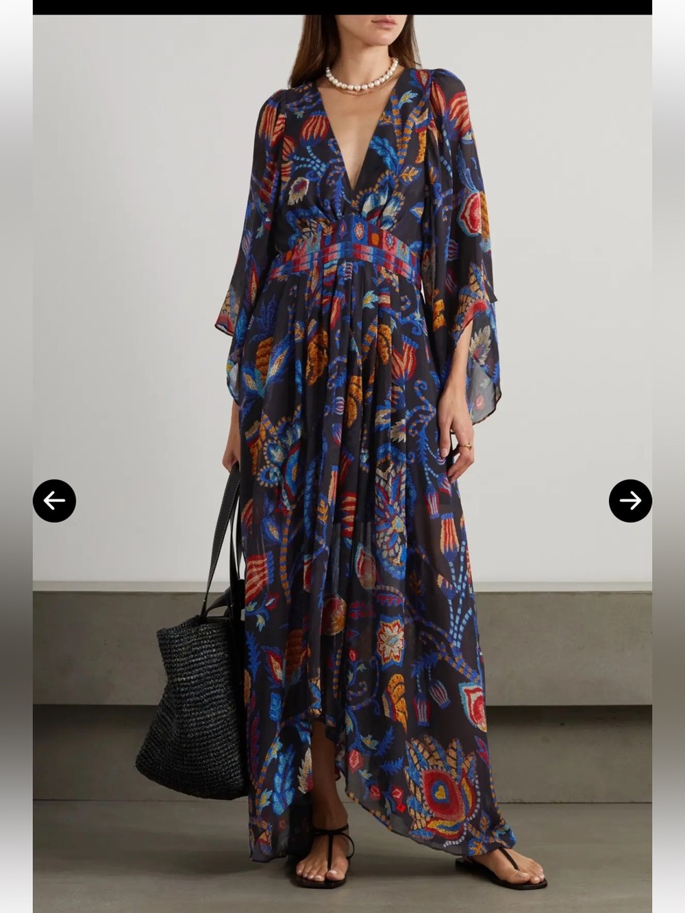 NWT Farm Rio Sunset Tapestry Asymmetric Hem Kaftan Maxi  Dress size small video
